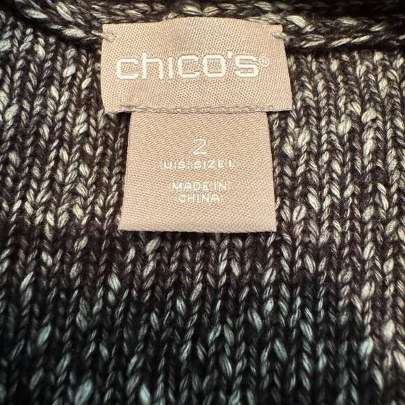 Chico's sweater short sleeve marled gray open front cardigan pockets Sz 2 US L - Picture 6 of 7